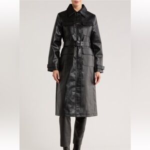 Rebecca Minkoff black faux leather trench coat